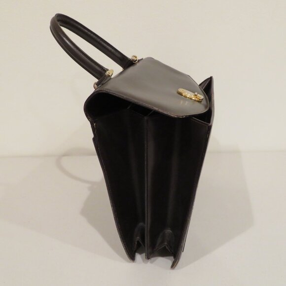 Vintage Handheld Satchel Wilkes Bashford Dark Brown Leather Purse Bag Top Handle - Picture 14 of 16